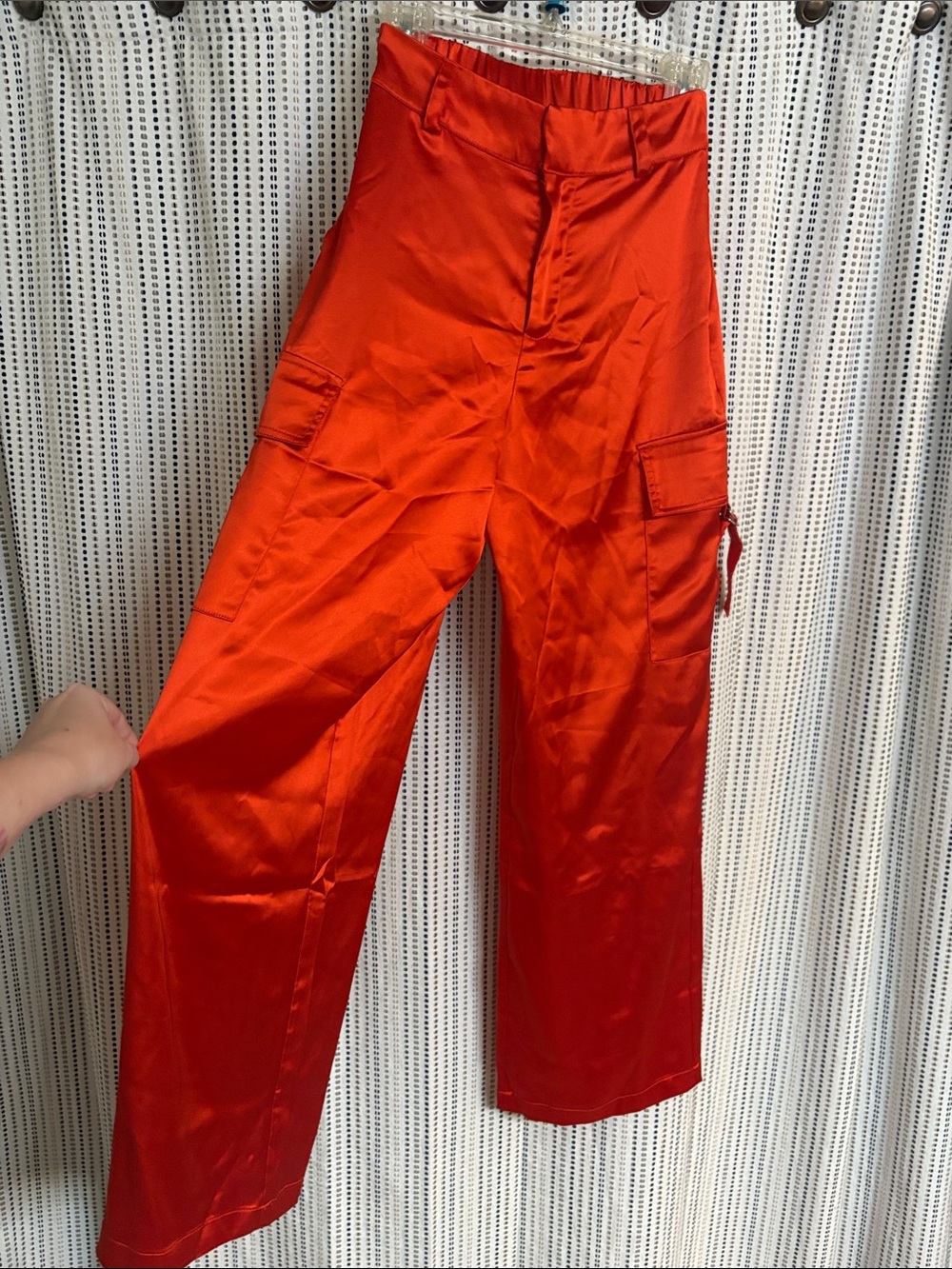 Bright Orange Wide Leg Cargo Pants